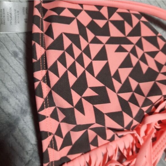 Eidon Bikini Top S Pink Dark Gray Fringe Boho - Picture 4 of 4